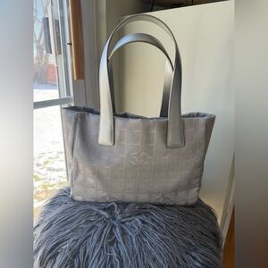 CHANEL AUTH Ice Grid tote bag vintage grey excellent used condition